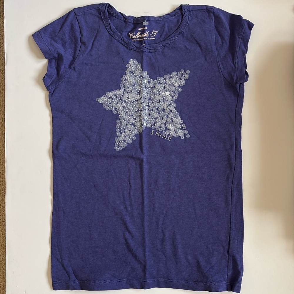 Crewcuts Collectible T Star Shine Tee Top Sequined Purple 12 Short Sleeve